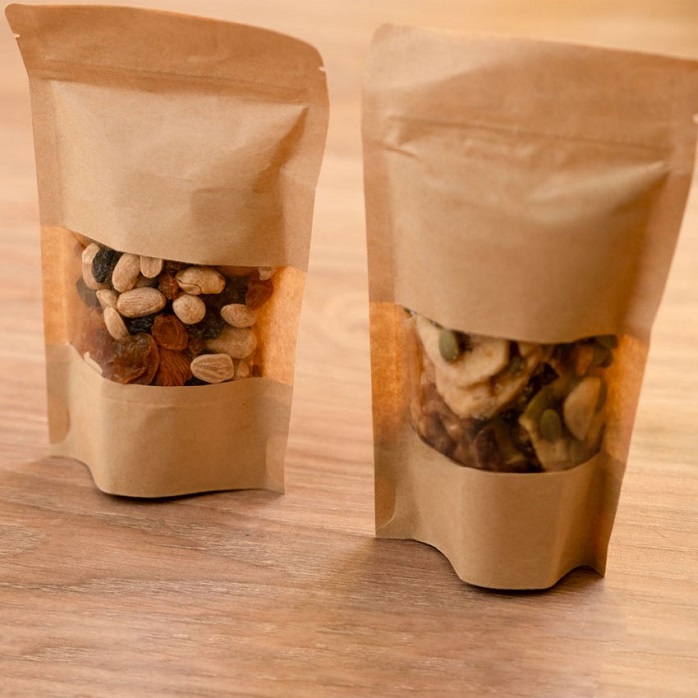 Laminated Moisture-proof Naturally Paper Resealable Small Mixed Nuts Bag with Window