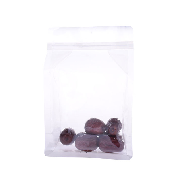 Food Grade Compostable Clear Translucent Flat Bottom Coffee Packaging Bag with Zipper
