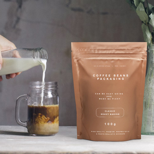 Compostable Biotre Stand Up Coffee Bag with Zipper