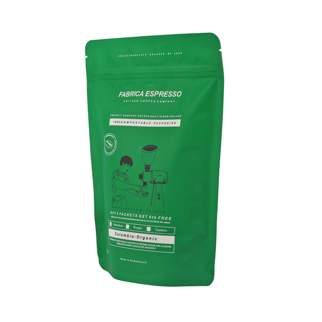 Biodegradable compostable organic vegan food packaging stand up pouch for coffee