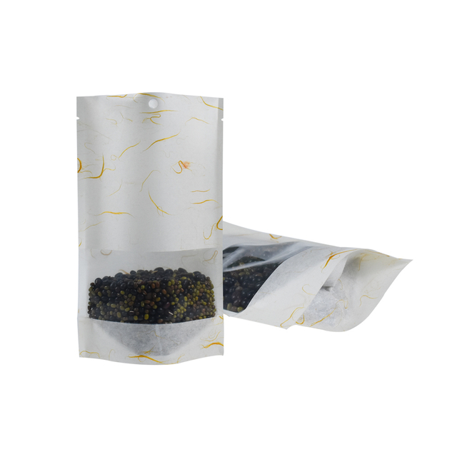 Environmentally Friendly Silver Rice Paper Stand Up Zipper Pouch Bags for Sprinkle Mixes