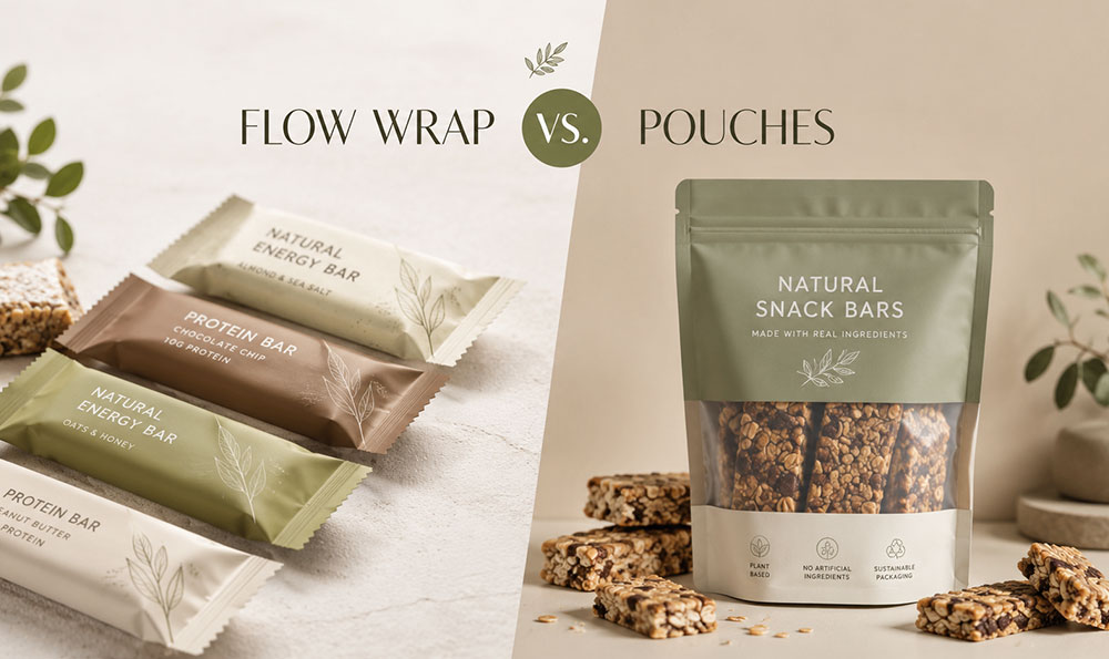 flow wrap vs pouches for snack bars