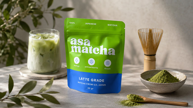 custom printed matcha powder pouch