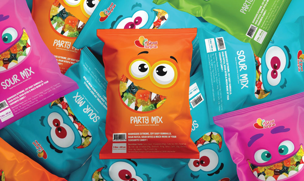 printed rollstock film for gummy packaging
