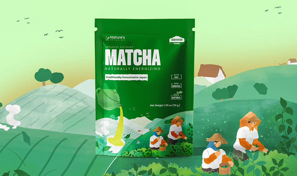 custom printed matcha powder pouch