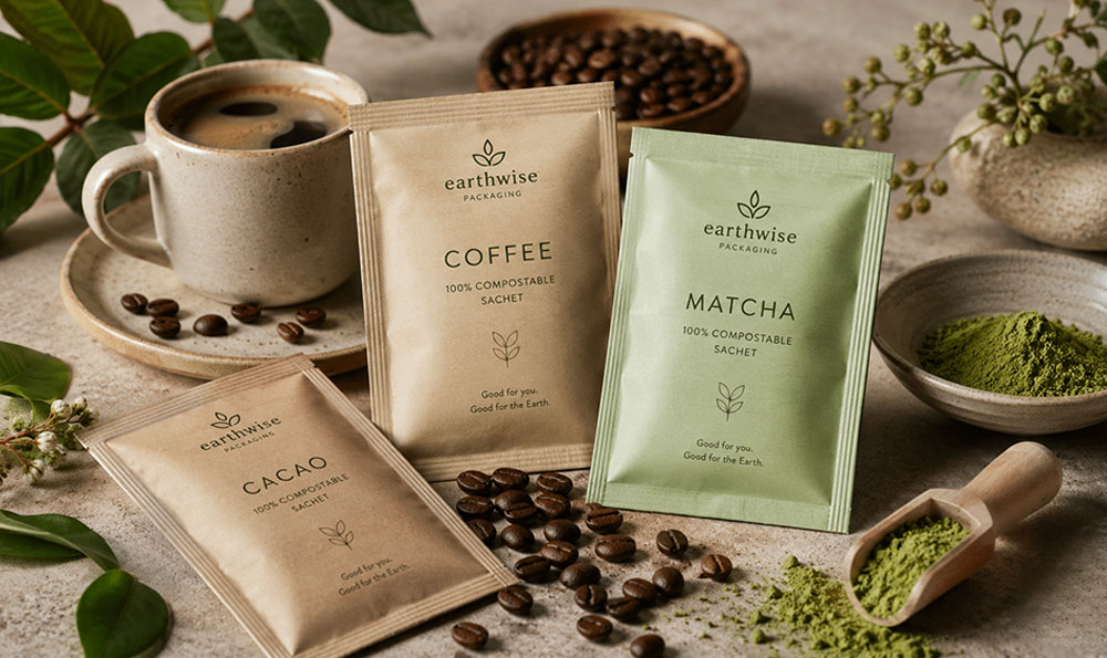 Compostable and recyclable sachet packaging