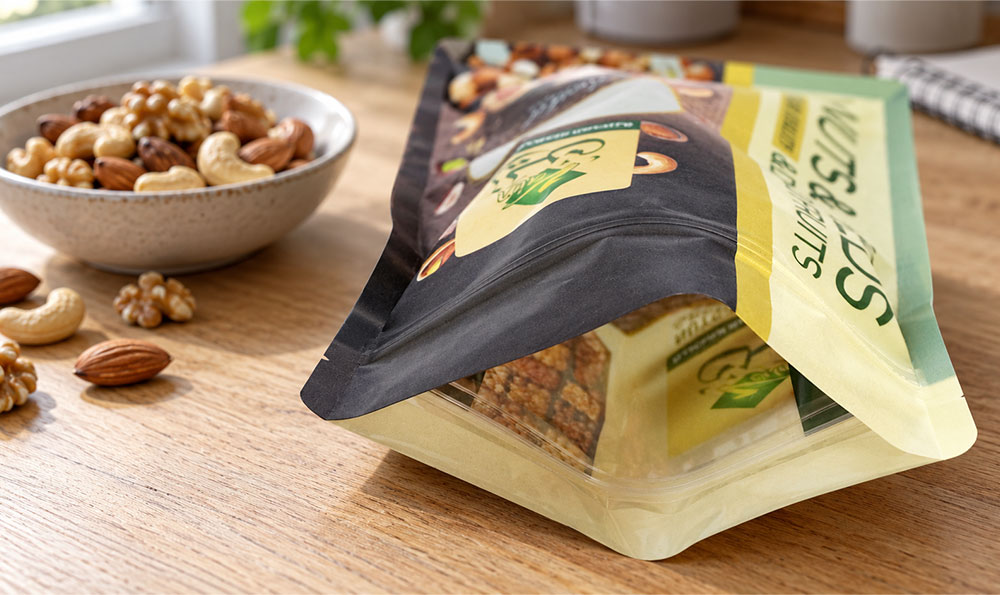 resealable zipper pouch for nuts